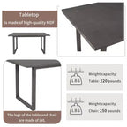 Ensemble de salle à manger 6 pièces de style ferme avec banc, table rectangulaire en bois et 4 chaises rembourrées pour cuisine, gris