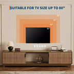 Meuble TV cannelé de 70 po en noyer pour téléviseurs jusqu'à 75 po - Console multimédia moderne du milieu du siècle avec rangement dissimulé, étagères réglables et gestion des câbles