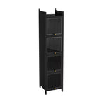 MAYEERTY Meuble de rangement moderne à quatre niveaux en verre avec cinq étagères pour salon ou salle de bain, noir
