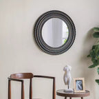 Miroir mural rond décoratif en bois sculpté Aurelia GDFStudio