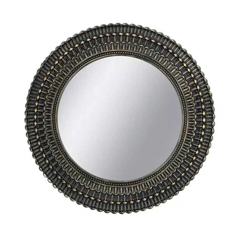 Miroir mural rond décoratif en bois sculpté Aurelia GDFStudio