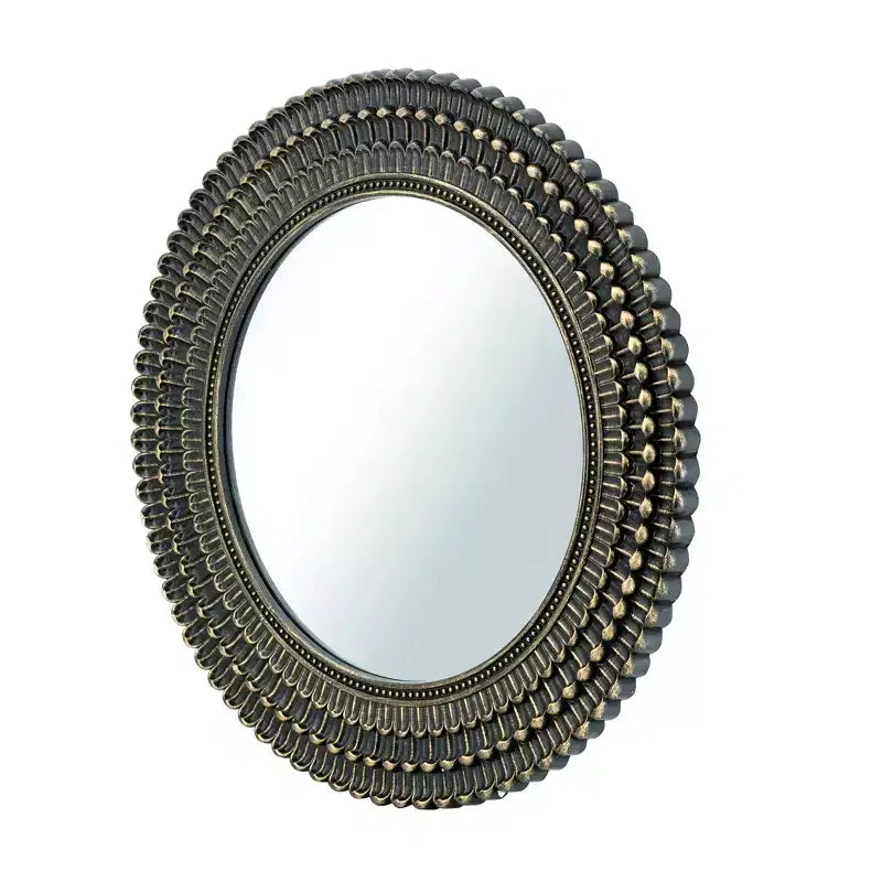 Miroir mural rond décoratif en bois sculpté Aurelia GDFStudio