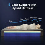 Matelas Sailvan en boîte, matelas hybride de 12 pouces avec mousse à mémoire de forme infusée de gel rafraîchissant et ressorts ensachés, fermeté moyenne, gris