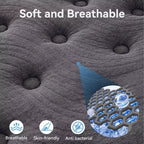 Matelas Sailvan en boîte, matelas hybride de 12 pouces avec mousse à mémoire de forme infusée de gel rafraîchissant et ressorts ensachés, fermeté moyenne, gris