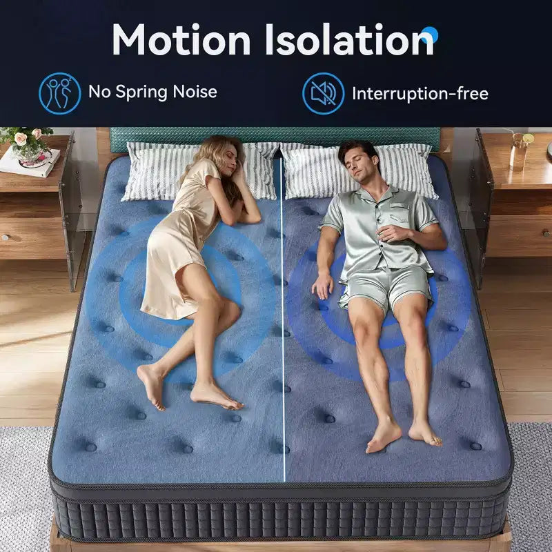 Matelas Sailvan en boîte, matelas hybride de 12 pouces avec mousse à mémoire de forme infusée de gel rafraîchissant et ressorts ensachés, fermeté moyenne, gris