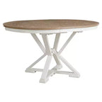 Ensemble de salle à manger rond extensible de style rustique pour 4 personnes, ensemble table et 4 chaises de salle à manger rembourrées pour salle à manger