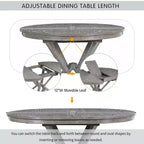 Ensemble de salle à manger rond extensible de style rustique pour 4 personnes, ensemble table et 4 chaises de salle à manger rembourrées pour salle à manger
