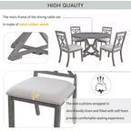 Ensemble de salle à manger rond extensible de style rustique pour 4 personnes, ensemble table et 4 chaises de salle à manger rembourrées pour salle à manger