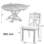 Ensemble de salle à manger rond extensible de style rustique pour 4 personnes, ensemble table et 4 chaises de salle à manger rembourrées pour salle à manger