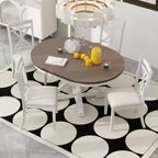 Ensemble de salle à manger rond extensible de style rustique pour 4 personnes, ensemble table et 4 chaises de salle à manger rembourrées pour salle à manger