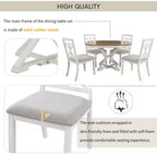 Ensemble de salle à manger rond extensible de style rustique pour 4 personnes, ensemble table et 4 chaises de salle à manger rembourrées pour salle à manger