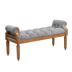 Banc de lit rembourré classique, ottoman capitonné, banc à chaussures de style Mid-Century pour entrée, tabouret de coiffeuse rembourré avec accoudoirs roulés - ModernLuxe