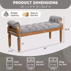 Banc de lit rembourré classique, ottoman capitonné, banc à chaussures de style Mid-Century pour entrée, tabouret de coiffeuse rembourré avec accoudoirs roulés - ModernLuxe