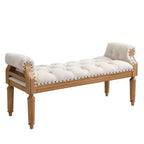 Banc de lit rembourré classique, ottoman capitonné, banc à chaussures de style Mid-Century pour entrée, tabouret de coiffeuse rembourré avec accoudoirs roulés - ModernLuxe