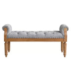 Banc de lit rembourré classique, ottoman capitonné, banc à chaussures de style Mid-Century pour entrée, tabouret de coiffeuse rembourré avec accoudoirs roulés - ModernLuxe