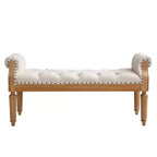 Banc de lit rembourré classique, ottoman capitonné, banc à chaussures de style Mid-Century pour entrée, tabouret de coiffeuse rembourré avec accoudoirs roulés - ModernLuxe