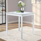 MAYEERTY Wooden Square Counter Height Dining Table, White Kitchen Table for Small Space for 4