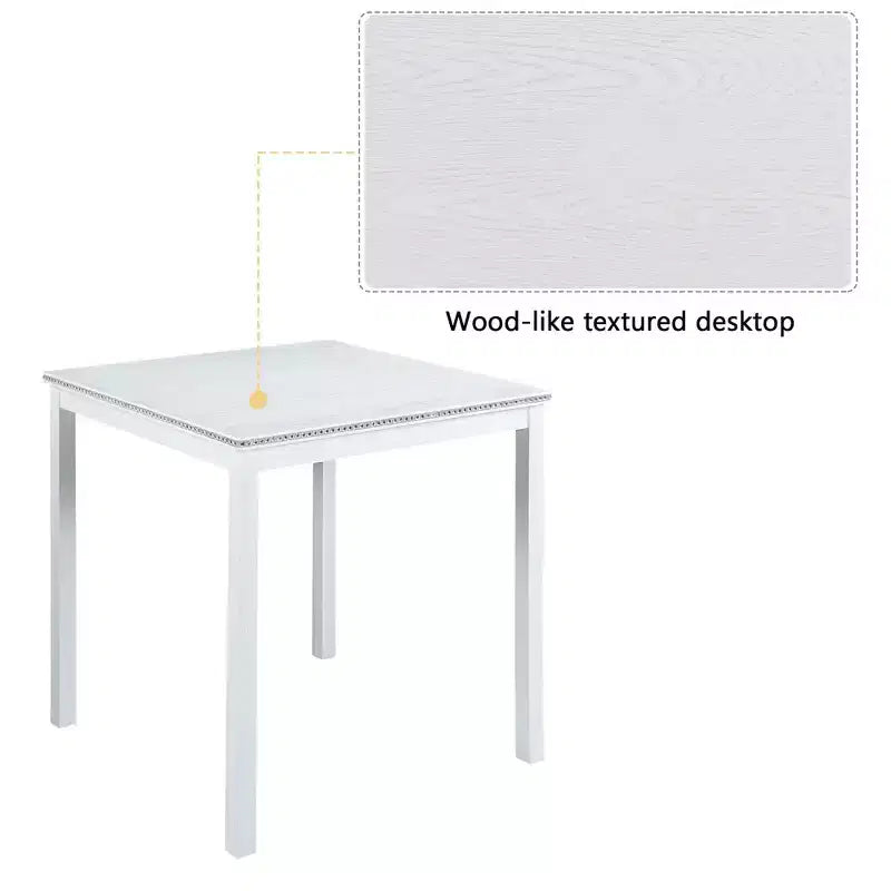 MAYEERTY Table de salle à manger carrée en bois, hauteur comptoir, table de cuisine blanche pour 4 personnes, pour petits espaces