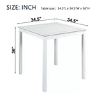 MAYEERTY Table de salle à manger carrée en bois, hauteur comptoir, table de cuisine blanche pour 4 personnes, pour petits espaces