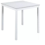 MAYEERTY Table de salle à manger carrée en bois, hauteur comptoir, table de cuisine blanche pour 4 personnes, pour petits espaces