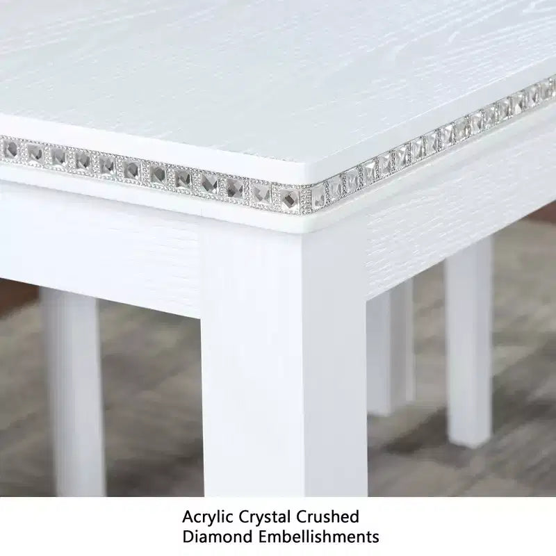 MAYEERTY Table de salle à manger carrée en bois, hauteur comptoir, table de cuisine blanche pour 4 personnes, pour petits espaces