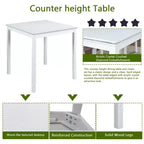 MAYEERTY Table de salle à manger carrée en bois, hauteur comptoir, table de cuisine blanche pour 4 personnes, pour petits espaces