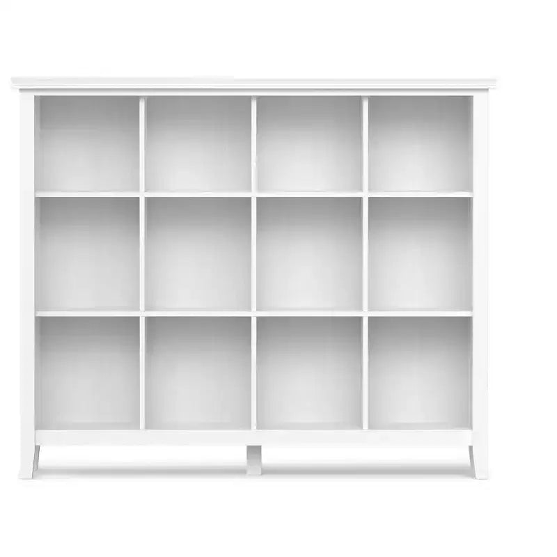 Meuble de rangement Stratford en bois massif de 48 po x 57 po, transitoire, 12 casiers, blanc