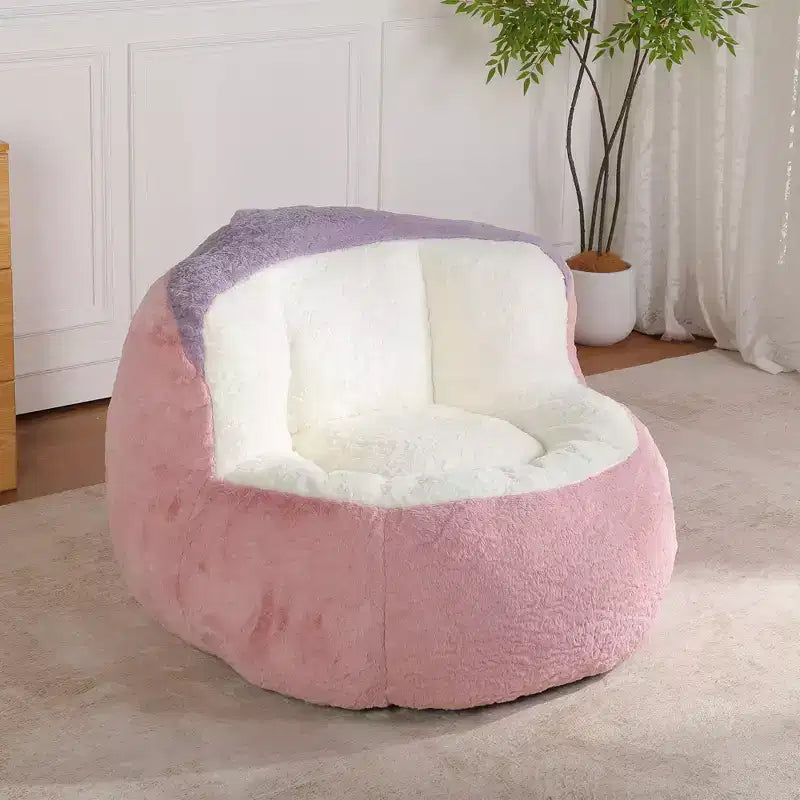 Grands poufs, canapé en fausse fourrure multicolore rempli d'éponge déchiquetée, grand canapé-méridienne pour salon, aucun assemblage requis