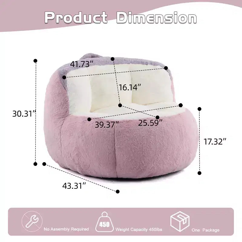 Grands poufs, canapé en fausse fourrure multicolore rempli d'éponge déchiquetée, grand canapé-méridienne pour salon, aucun assemblage requis