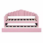 Canapé-lit rembourré double avec lit gigogne et station de recharge USB, lit de repos en velours pour chambre à coucher, rose
