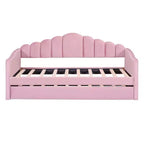 Canapé-lit rembourré double avec lit gigogne et station de recharge USB, lit de repos en velours pour chambre à coucher, rose