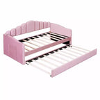 Canapé-lit rembourré double avec lit gigogne et station de recharge USB, lit de repos en velours pour chambre à coucher, rose