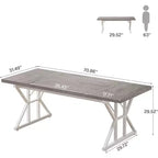 Grand bureau de direction Lantine de 180 cm, bureau d'ordinateur industriel pour la maison, longue table d'étude simple, mobilier de bureau (gris/blanc)