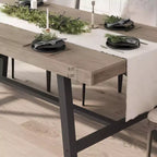 Table de salle à manger industrielle Acekool, table de cuisine rectangulaire pour 4-6 personnes, design rustique en bois et métal