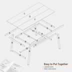 Table de salle à manger industrielle Acekool, table de cuisine rectangulaire pour 4-6 personnes, design rustique en bois et métal
