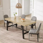 Table de salle à manger industrielle Acekool, table de cuisine rectangulaire pour 4-6 personnes, design rustique en bois et métal