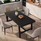 Table de salle à manger industrielle Acekool, table de cuisine rectangulaire pour 4-6 personnes, design rustique en bois et métal