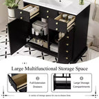 Meuble-lavabo de salle de bain de 91 cm de style rustique, avec évier, meuble de salle de bain moderne indépendant à lavabo simple avec 2 tiroirs et 2 placards