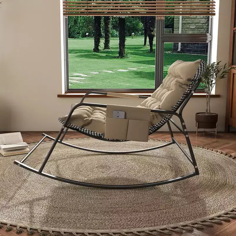 Rocking Chair avec Rangement, Coussins et AccoudoirsFauteuil Ergonomique Toutes Saisons, Confort Respirant pour Chambre, Salon, Patio, Jardin