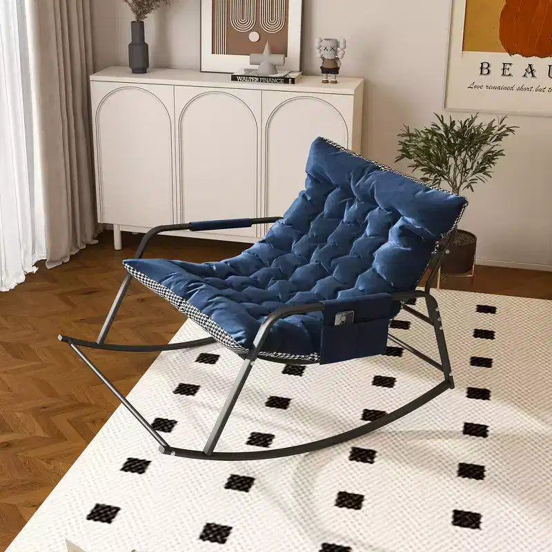 Rocking Chair avec Rangement, Coussins et AccoudoirsFauteuil Ergonomique Toutes Saisons, Confort Respirant pour Chambre, Salon, Patio, Jardin