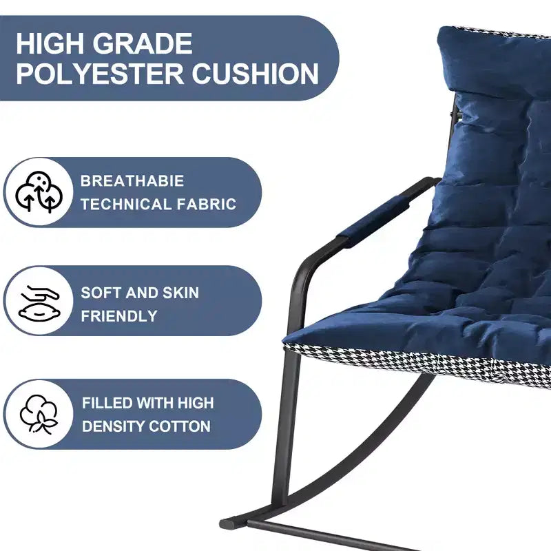 Rocking Chair avec Rangement, Coussins et AccoudoirsFauteuil Ergonomique Toutes Saisons, Confort Respirant pour Chambre, Salon, Patio, Jardin