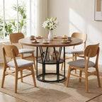 Table à manger ronde Acekool 47 avec étagère de rangement, table de cuisine à cadre métallique robuste pour salle à manger ou bureau