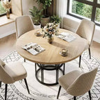 Table à manger ronde Acekool 47 avec étagère de rangement, table de cuisine à cadre métallique robuste pour salle à manger ou bureau