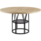 Table à manger ronde Acekool 47 avec étagère de rangement, table de cuisine à cadre métallique robuste pour salle à manger ou bureau