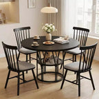 Table à manger ronde Acekool 47 avec étagère de rangement, table de cuisine à cadre métallique robuste pour salle à manger ou bureau