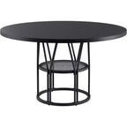 Table à manger ronde Acekool 47 avec étagère de rangement, table de cuisine à cadre métallique robuste pour salle à manger ou bureau