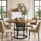 Table à manger ronde Acekool 47 avec étagère de rangement, table de cuisine à cadre métallique robuste pour salle à manger ou bureau