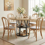 Table à manger ronde Acekool 47 avec étagère de rangement, table de cuisine à cadre métallique robuste pour salle à manger ou bureau
