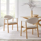Christopher Knight Home Chaises de salle à manger Olena modernes en bois d'hévéa rembourrées avec dossier incurvé (Lot de 2)