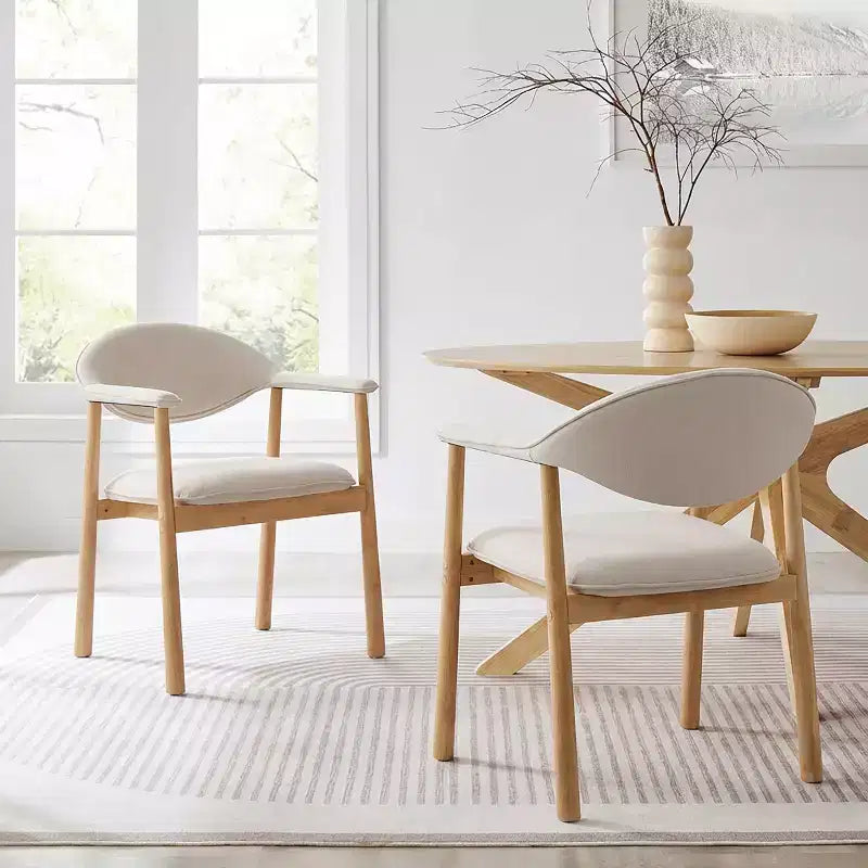 Christopher Knight Home Chaises de salle à manger Olena modernes en bois d'hévéa rembourrées avec dossier incurvé (Lot de 2)